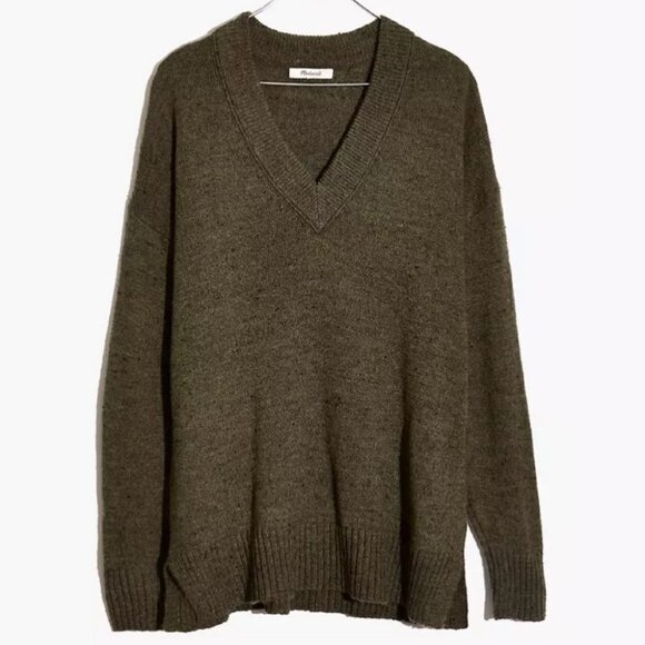 Madewell Donegal Bartlett V-Neck Sweater Cozy Yarn Size XL 2020 Knit Green Boho - Picture 3 of 11